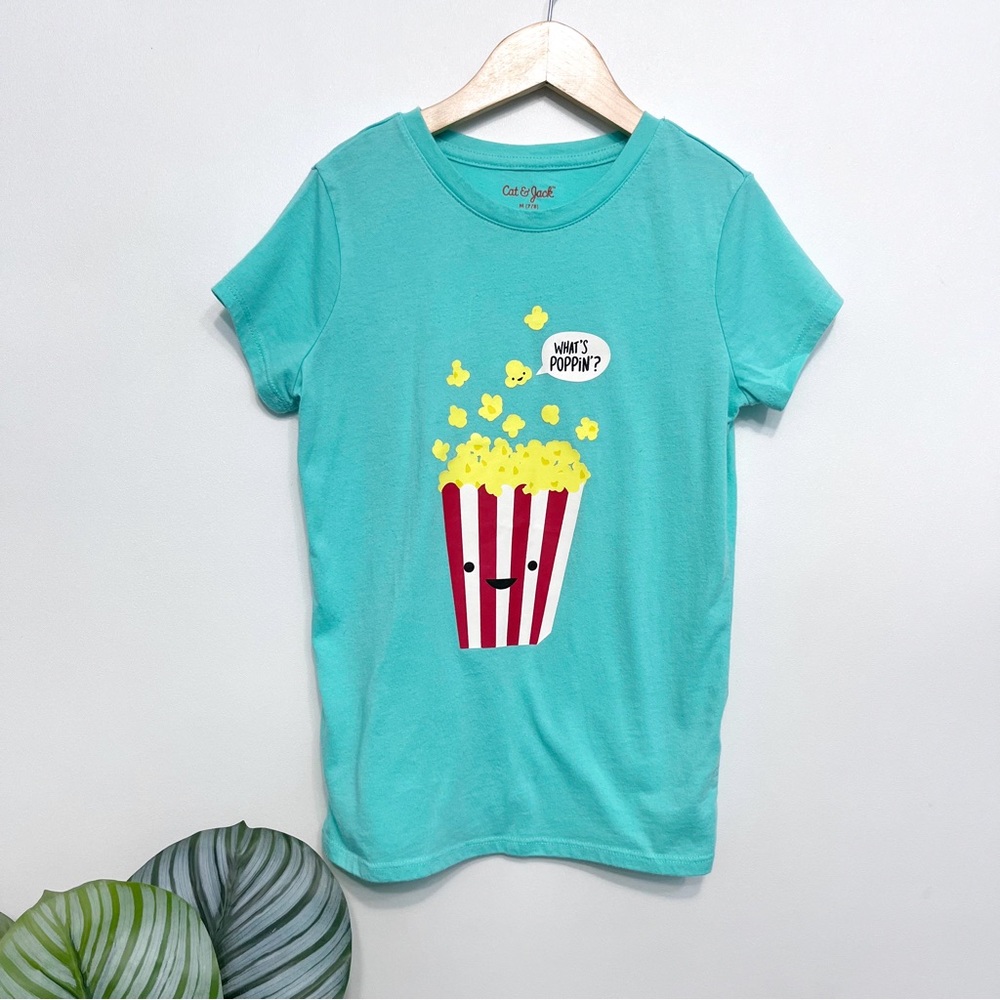 cat & jack | what's poppin' popcorn graphic tee mint green 6/7 medium